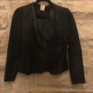 L’AGENCE Lambskin Black Cropped Jacket